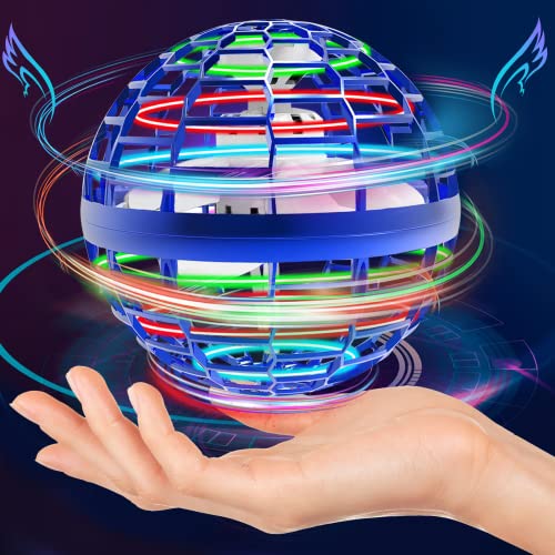 Fliegender Ball Spielzeug, Hover Ball Mini Drohne Flying Orb Boomerang UFO Ball mit 360 ° Drehbaren RGB LED Leuchten Magische Spinnerin Geschenke für Kinder Erwachsene Indoor Outdoor,2023 Pro(Blau) von lgtlqt