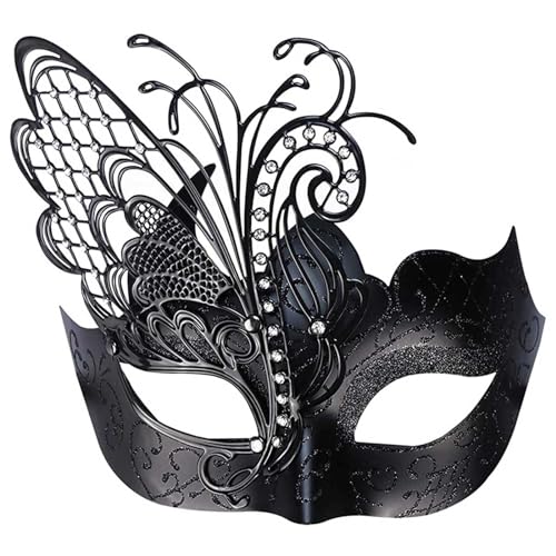 liangp Männliche und weibliche Karnevalsparty-Auftritte, Maskerade-Tänze, Metal Abdichten (Black, One Size) von liangp