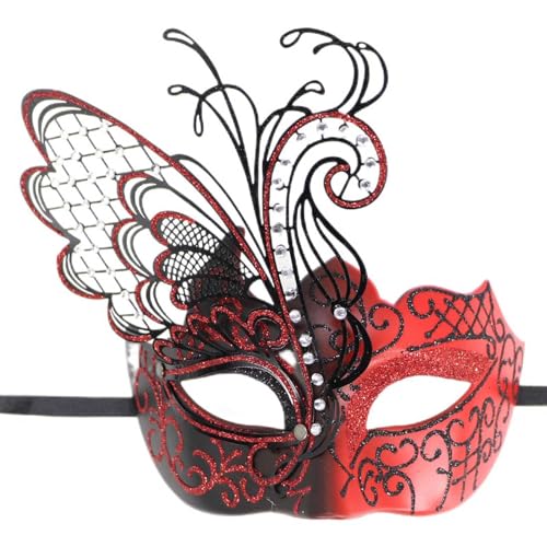 liangp Männliche und weibliche Karnevalsparty-Auftritte, Maskerade-Tänze, Metal Abdichten (Red, One Size) von liangp