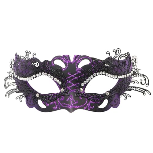 liangp Männliche und weibliche Karnevalsparty-Auftritte, Maskerade-Tänze, Metal Ein Schnurrhaar (Purple, One Size) von liangp