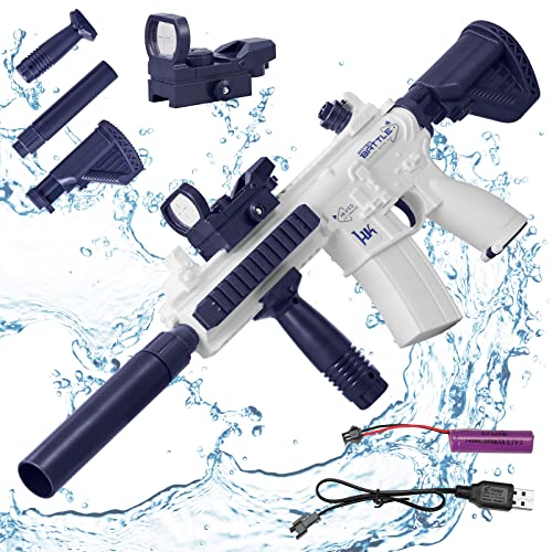 Elektrische Wasserpistole, 32 ft Wassergewehr Spielzeug für Kinder und Erwachsen, 500ML 2 in 1 Automatische Wasserpistolen Groß Externe Wasserflasche, Wasserpistole für Sommer Schwimmbad (Blau) von lifetter