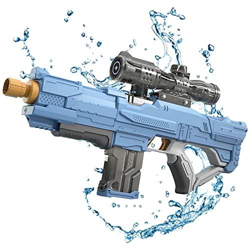 Wasserpistole Elektrisch Erwachsene und Kinder, Premium Auto Water Gun mit Saugfunktion, Automatische Wasserspritzpistole mit Große Kapazität für Sommer Outdoor Strand Pool (Blau/490ML) von lifetter