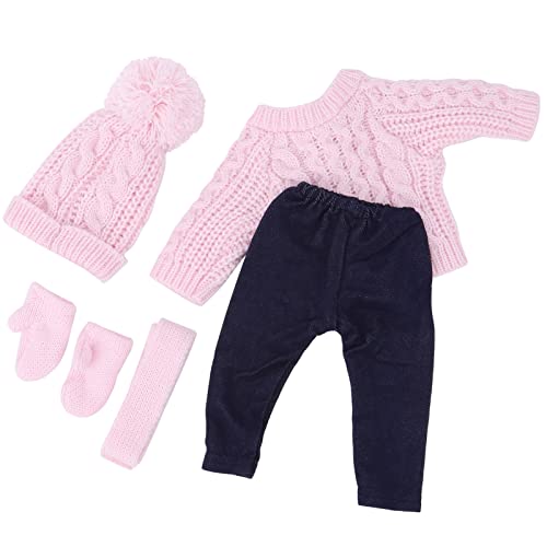 Babypuppenkleidung, 18-Zoll-Puppenkleidung, Pullover, Hosen, Hüte, Schal, , Puppe, Puppenkleidung, Zubehör für 18-Zoll-Babypuppen (Q18-786 Hellrosa Pullover 43 cm große von lihsong