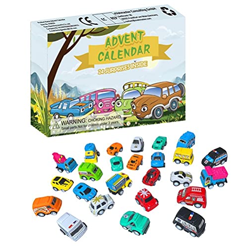 lihsong 24 Weihnachts-Countdown-Kalender Blindbox Zurückziehendes Trägheitsauto 24-teiliges Spielzeugset Weihnachts-Countdown 24 Tage Überraschung Handgerissene Geschenkbox Farbe von lihsong