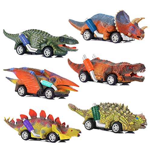 lihsong 6 Teile/Satz Simulation Dinosaurier Spielzeug Ziehen Auto Tyrannosaurus Modell Spielzeug Racing Fahrzeuge Weihnachten (Bunt) von lihsong