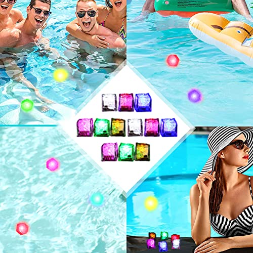 lihsong Badespielzeug LED-Eisstücke, 12-teilig, Leuchtendes Tauchbeckenspielzeug, Buntes LED-Eisstück, Schwimmen, Tauchgang, Wurfspielzeug-Set, Badespielzeug für den Poolgebrauch, von lihsong