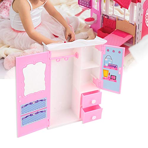 Puppen-Aufbewahrungsschrank, Puppen-Kleiderschrank, Rosa Aufbewahrungsschrank, Puppen-Kleiderschrank, Möbel, Mädchen, Spielhaus, Spielzeug-Zubehör von lihsong