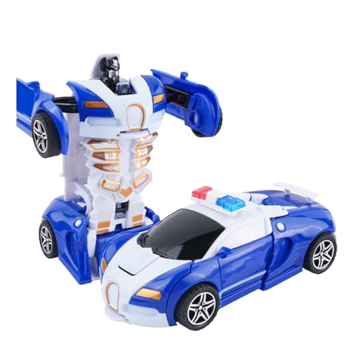 lihsong Transformierendes Autospielzeug, Schlagfest, Doppelte Trägheit, Robustes, Langlebiges Roboterautospielzeug für Kinder und Junge n (Blauweiß) von lihsong