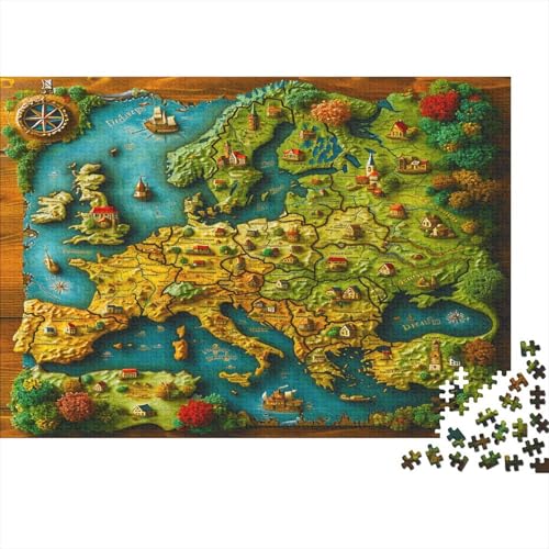 3D Stereoskopisch Puzzle 300 Teile Puzzle Für Erwachsene Europakarte Brain Challenge Geschicklichkeitsspiel Stress Abbauen Familien Herausforderndes Schöne Geschenkidee 300pcs (40x28cm) von lihuogongsio