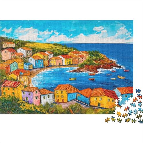 Ägäis Puzzle 1000 Teile Puzzle Teilige Küstenstadt Spielepuzzles Für Die Ganze Familie Brain Challenge Raumdekoration Lernspiel Spielzeug Geschenk Mehrfarbig 1000pcs (75x50cm) von lihuogongsio