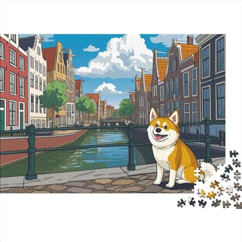 Akita Hund Puzzle 1000 Teile Puzzle Für Erwachsene Amsterdam SBaumt Brain Challenge Geschicklichkeitsspiel Stress Abbauen Familien Herausforderndes Schöne Geschenkidee 1000pcs (75x50cm) von lihuogongsio