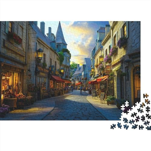 Alte europäische Straße Puzzle 1000 Teile Puzzle Für Erwachsene Magische Straße Brain Challenge Geschicklichkeitsspiel Stress Abbauen Familien Herausforderndes Schöne 1000pcs (75x50cm) von lihuogongsio