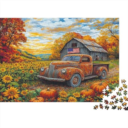 Amerikan Farm Puzzle 1000 Teile Puzzle Für Erwachsene Fall-Themed Geschicklichkeitsspiel Für Die Ganze Familie Premium Quality Schöne Geschenkidee Kräftigen Farben 1000pcs (75x50cm) von lihuogongsio