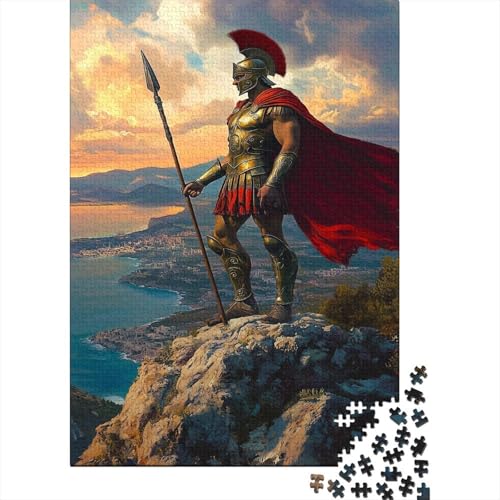 Ancient Griechischer Krieger Puzzle Erwachsene 1000 Teile Ägäisches Meer Holzpuzzle Stress Abbauen Familien-Puzzlespiel Kräftigen Farben Schöne Geschenkverpackung Lernspiel Spielzeug 1000pcs (75x50cm) von lihuogongsio