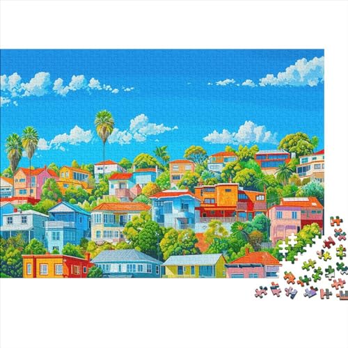 Australien 1000 Stück Puzzles Für Erwachsene Bunte Häuser Geschicklichkeitsspiel Für Die Ganze Familie Schöne Geschenkidee DIY Kreative Unterhaltung Fantasie-Puzzle 1000pcs (75x50cm) von lihuogongsio