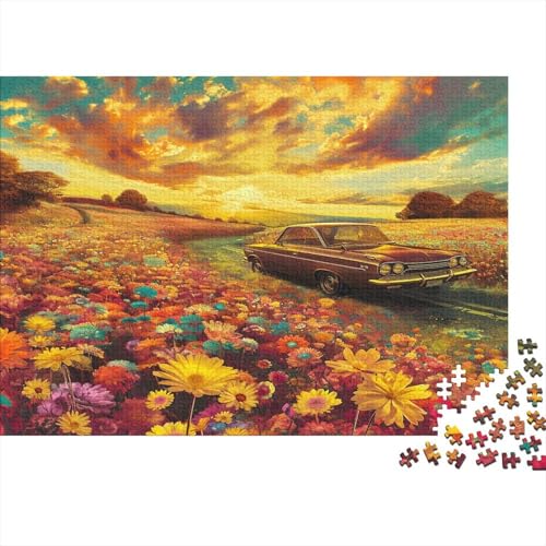 Auto Puzzle 500 Teile Puzzle Für Erwachsene Oldtimer Geschicklichkeitsspiel Für Die Ganze Familie Premium Quality Schöne Geschenkidee Kräftigen Farben 500pcs (52x38cm) von lihuogongsio