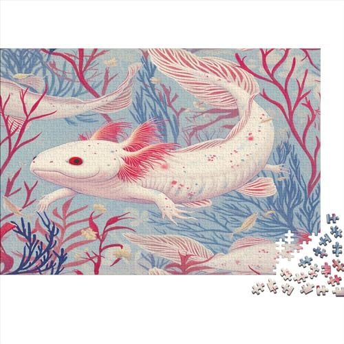 Axolotl Puzzle 500 Teile Puzzle Für Erwachsene Pummeliger Axolotl Geschicklichkeitsspiel Für Die Ganze Familie Premium Quality Schöne Geschenkidee Kräftigen Farben 500pcs (52x38cm) von lihuogongsio