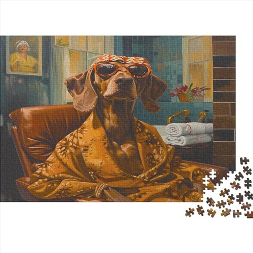 BAdler Hund Puzzle 1000 Teile Puzzle Für Erwachsene Dackel Geschicklichkeitsspiel Für Die Ganze Familie Premium Quality Schöne Geschenkidee Kräftigen Farben 1000pcs (75x50cm) von lihuogongsio