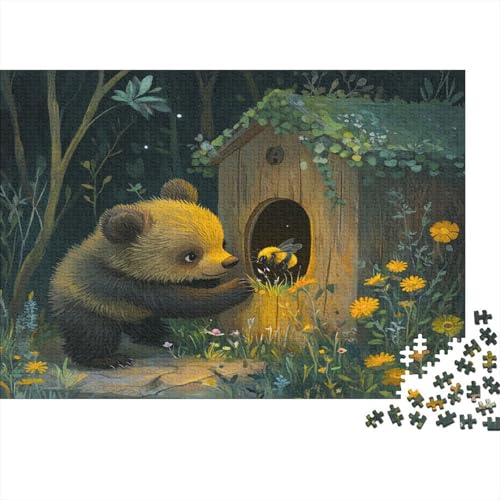 Bär Cub 1000 Stück Puzzles Biene's House Erwachsene Stress Abbauen Familien 1000 Brain Challenge Lernspiel Spielzeug Premium Quality Spielzeug Geschenk 1000pcs (75x50cm) von lihuogongsio