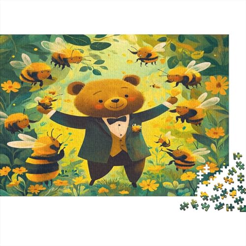 Bär Cub 1000 Stück Puzzles Bumble-Biene Lernspiel Spielzeug Geschenk Geschicklichkeitsspiel Für Die Ganze Familie Schöne Geschenkidee DIY Kreative 1000pcs (75x50cm) von lihuogongsio