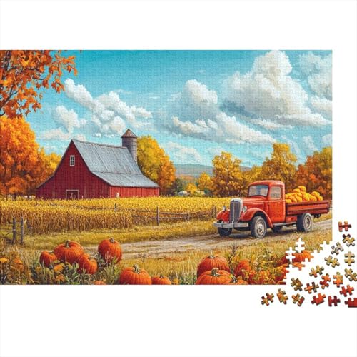 Bauernhof im Herbst Puzzle Für Erwachsene 300 Puzzle Vintage LKW Erwachsene Anspruchsvoll Puzzle Puzzlegröße Puzzle Unmögliches Puzzle Spielzeug Geschenk 300pcs (40x28cm) von lihuogongsio