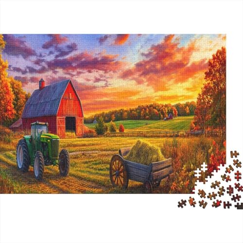 Bauernhofszene 300 Stück Puzzles rote Scheune Lernspiel Spielzeug Geschenk Geschicklichkeitsspiel Für Die Ganze Familie Schöne Geschenkidee DIY Kreative 300pcs (40x28cm) von lihuogongsio