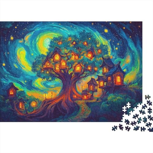 Baumhaus-Dorf Puzzle 1000 Teile Puzzle Für Erwachsene magischer Baum Stress Abbauen Familien-Puzzlespiel DIY Kreative Unterhaltung Schöne Geschenkidee Kräftigen Farben 1000pcs (75x50cm) von lihuogongsio