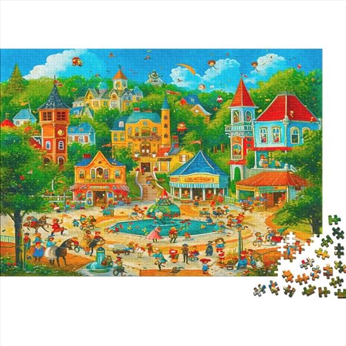 Belebter Stadtplatz 1000 Stück Puzzles Für Erwachsene Belebter Stadtplatz Geschicklichkeitsspiel Für Die Ganze Familie Schöne Geschenkidee DIY Kreative Unterhaltung Fantasy-Puzzle 1000pcs (75x50cm) von lihuogongsio