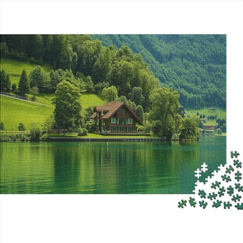 Berg, See 1000 Stück Puzzles Grünes Tal Geschicklichkeitsspiel Für Die Ganze Familie DIY Kreative Unterhaltung Schöne Geschenkidee Premium Quality Mehrfarbig 1000pcs (75x50cm) von lihuogongsio