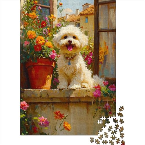 Bichon Frise Puzzle 1000 Puzzle Welpe Erwachsene Impossible Puzzle Geschicklichkeitsspiel Für Die Ganze Familie Puzzle Erwachsene Premium Quality 1000pcs (75x50cm) von lihuogongsio