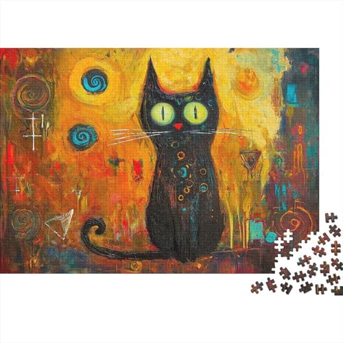 Black Katze 1000 Stück Puzzles abstrakte Kunst Impossible Puzzle Schwer Für Erwachsene Lernspiel Spielzeug Geschenk Schöne Geschenkverpackung Premium Quality Mehrfarbig 1000pcs (75x50cm) von lihuogongsio