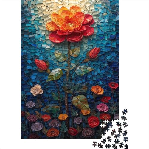 Blumen 1000 Stück Puzzles Bunte Rose Stress Abbauen Familien-Puzzlespiel Kräftigen Farben Schöne Geschenkverpackung Lernspiel Spielzeug Geschenk Premium Quality 1000pcs (75x50cm) von lihuogongsio