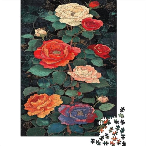 Blumen 300 Stück Puzzles Für Erwachsene Leuchtend bunt Geschicklichkeitsspiel Für Die Ganze Familie Schöne Geschenkidee DIY Kreative Unterhaltung Fantasie-Puzzle 300pcs (40x28cm) von lihuogongsio