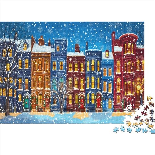 Boston-Gebäude Puzzle 500 Teile Weihnachten Lights Puzz Erwachsene Spielepuzzles HochwerTiger Geschicklichkeitsspiel Lernspiel Spielzeug Geschenk Schöne 500pcs (52x38cm) von lihuogongsio