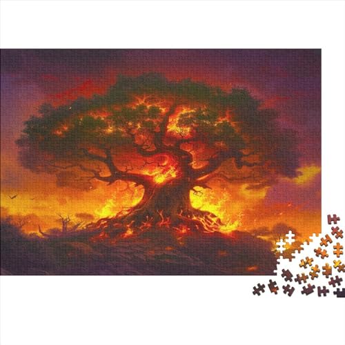 Brennender Weltenbaum Puzzle 500 Teile Puzzle Teilige Spielepuzzles Für Die Ganze Familie Brain Challenge Raumdekoration Lernspiel Spielzeug Geschenk Mehrfarbig 500pcs (52x38cm) von lihuogongsio