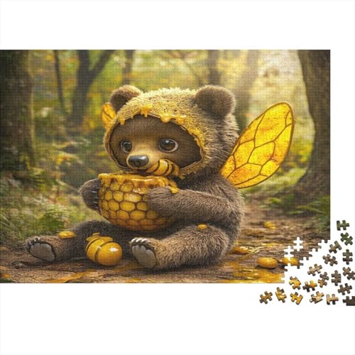 Brown Bär Cub 300 Stück Puzzles Für Erwachsene Honey Biene Lernspiel Herausforderung Lernspiel Spielzeug Geschenk Stress Abbauen Lernspiel Spielzeug 300pcs (40x28cm) von lihuogongsio