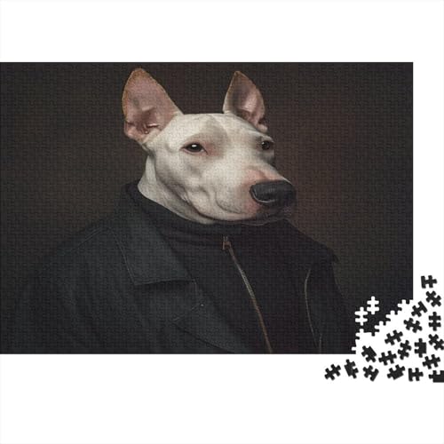 Bullterrier Puzzle 1000 Teile Puzzle Für Erwachsene BullHundge Geschicklichkeitsspiel Für Die Ganze Familie Premium Quality Schöne Geschenkidee Kräftigen Farben 1000pcs (75x50cm) von lihuogongsio