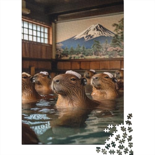 Capybaras 300 Stück Puzzles heiße Quelle Stress Abbauen Familien-Puzzlespiel Kräftigen Farben Schöne Geschenkverpackung Lernspiel Spielzeug Geschenk 300pcs (40x28cm) von lihuogongsio