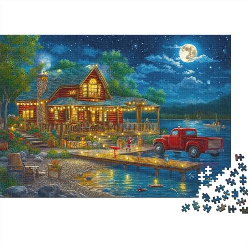 Charmante Hütte am See 300 Stück Puzzles Seehaus Impossible Puzzle Schwer Für Erwachsene Lernspiel Spielzeug Geschenk Schöne Geschenkverpackung Premium Quality Mehrfarbig 300pcs (40x28cm) von lihuogongsio