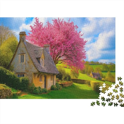 Cottage in England Puzzle Erwachsene 1000 Teile Kirschbaum Puzzle Holzpuzzle Geschicklichkeitsspiel Für Die Ganze Familie Schöne Geschenkidee DIY Kreative Unterhaltung 1000pcs (75x50cm) von lihuogongsio