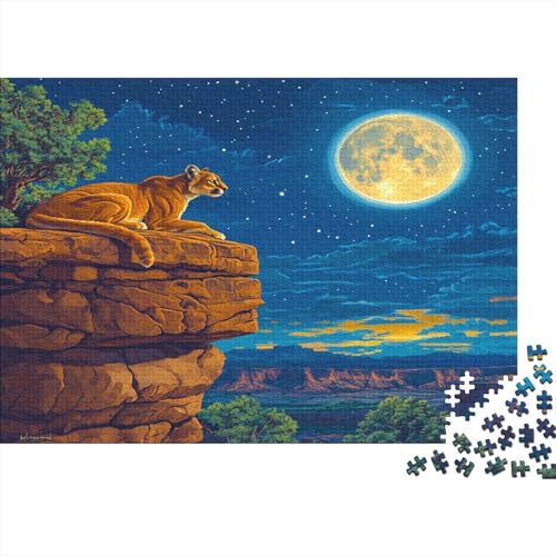 Cougar Mountain Lion Puzzle 1000 Teile Puzzle Für Erwachsene Mexikanische Nacht Stress Abbauen Familien-Puzzlespiel DIY Kreative Unterhaltung Schöne Geschenkidee Kräftigen Farben 1000pcs (75x50cm) von lihuogongsio