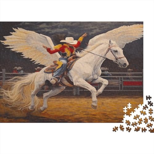 Cowboy Puzzle 500 Puzzle Weißes Pferd Erwachsene Impossible Puzzle Geschicklichkeitsspiel Für Die Ganze Familie Puzzle Erwachsene Premium Quality Farbig Spaß 500pcs (52x38cm) von lihuogongsio