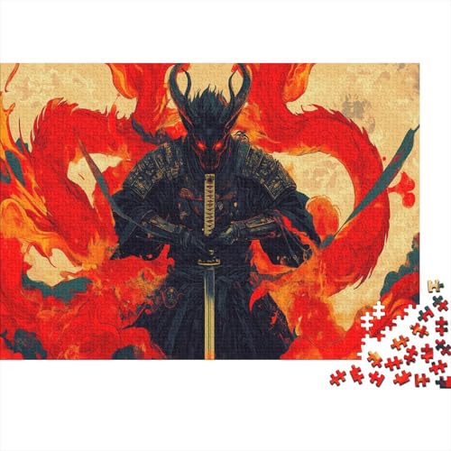 Dämon Japanisch Samurai Puzzle 1000 Teile Puzzle Für Erwachsene Samurai Geschicklichkeitsspiel Für Die Ganze Familie Premium Quality Schöne Geschenkidee Kräftigen Farben 1000pcs (75x50cm) von lihuogongsio