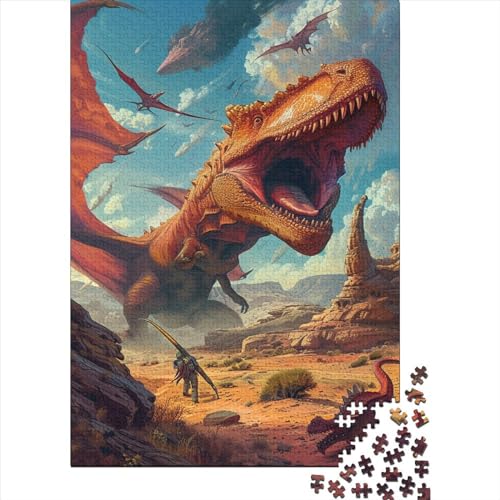 Dinosaurier Puzzle 300 Teile Riesendrache Puzz Erwachsene Spielepuzzles HochwerTiger Geschicklichkeitsspiel Lernspiel Spielzeug Geschenk Schöne Geschenkidee Farbig 300pcs (40x28cm) von lihuogongsio