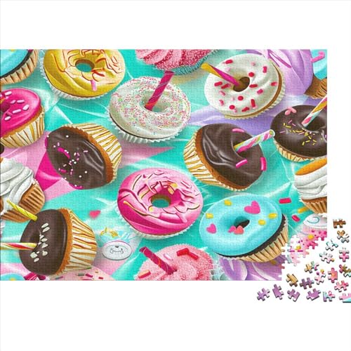 Donuts 1000 Stück Puzzles 3D-Kuchen Erwachsene Stress Abbauen Familien 1000 Brain Challenge Lernspiel Spielzeug Premium Quality Spielzeug Geschenk Mehrfarbig 1000pcs (75x50cm) von lihuogongsio