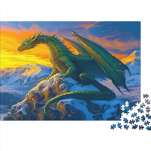 Drache Puzzle 1000 Teile Puzzle Für Erwachsene Grüner Drache Brain Challenge Geschicklichkeitsspiel Stress Abbauen Familien Herausforderndes Schöne Geschenkidee 1000pcs (75x50cm) von lihuogongsio