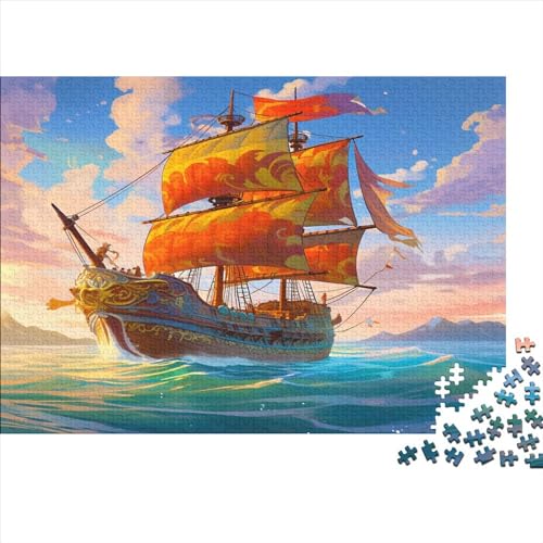 Dreimast-Segelboot 1000 Stück Puzzles Erwachsene Stress Abbauen Familien 1000 Brain Challenge Lernspiel Spielzeug Premium Quality Spielzeug Geschenk Mehrfarbig 1000pcs (75x50cm) von lihuogongsio