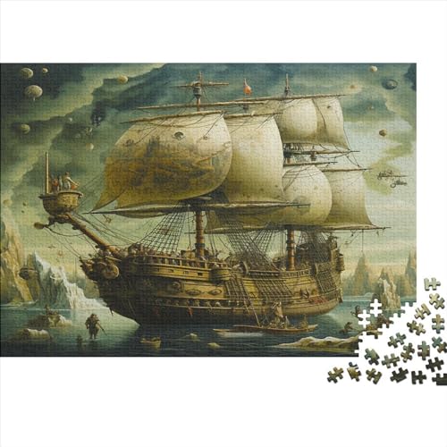 Dreimast-Segelboot 500 Teile Puzzle Impossible Für Erwachsene HochwerTiger Puzzle Fantasy Schöne Geschenkidee DIY Kreative Unterhaltung Spielzeug Dekoration 500pcs (52x38cm) von lihuogongsio