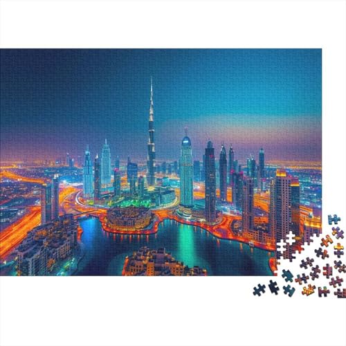 Dubai Puzzle 500 Teile Nachtansicht Puzz Erwachsene Spielepuzzles Hochwertiger Geschicklichkeitsspiel Lernspiel Spielzeug Geschenk Schöne Geschenkidee Farbig 500pcs (52x38cm) von lihuogongsio