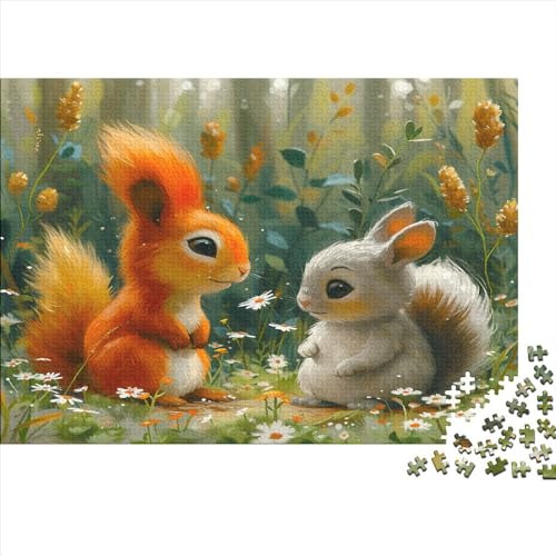 Eichhörnchen und Kaninchen Puzzle Für Erwachsene 500 Puzzle Anspruchsvoll Puzzle Teile Erwachsener Kniffel Spaß Für Die Ganze Familie Unmögliches Puzzle DIY Kreative 500pcs (52x38cm) von lihuogongsio